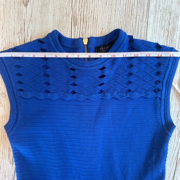 Ted Baker Zaralia Fit & Flare Knit Skater Dress Royal Blue with Cut Outs size 2 - Picture 7 of 12